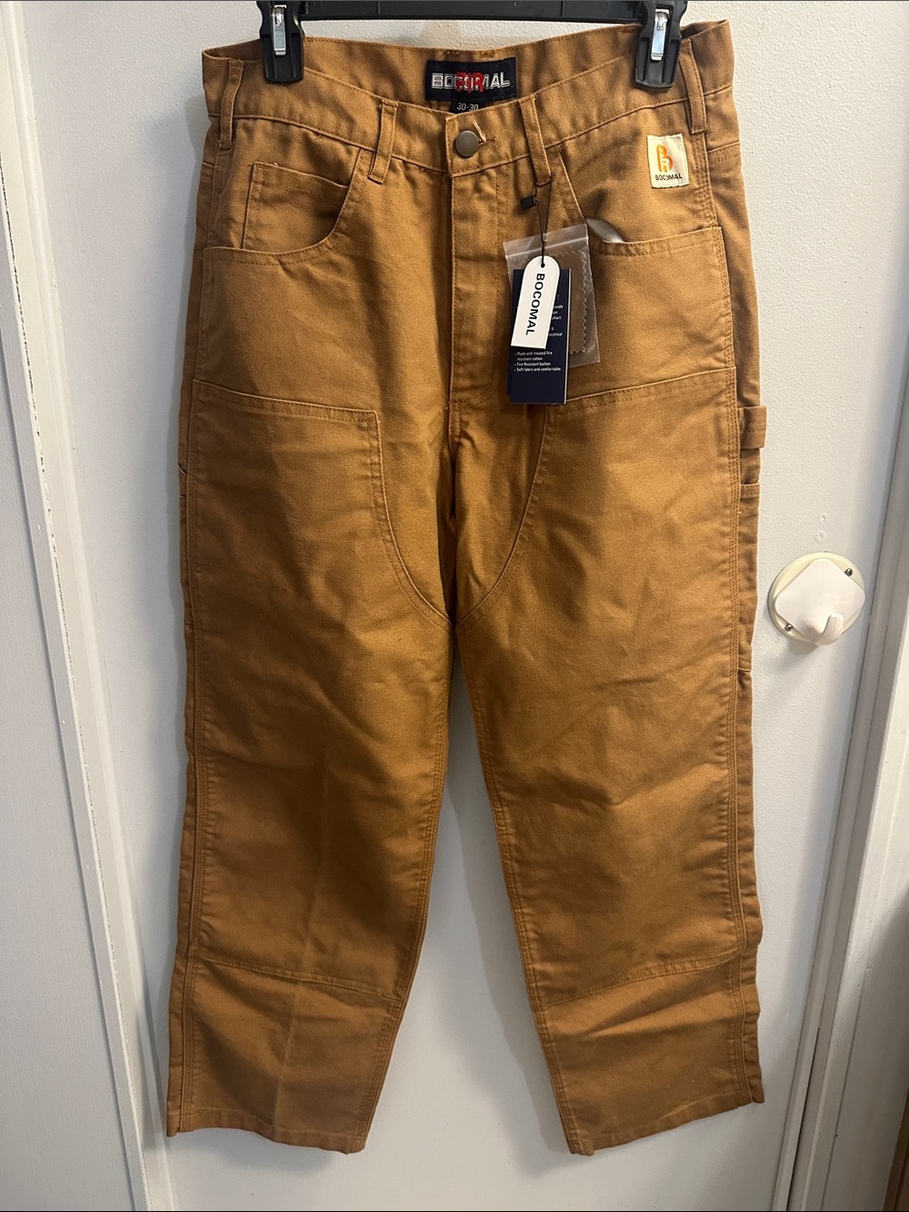Men's Brown Fire Resistant Work Pants - Carpenter Style